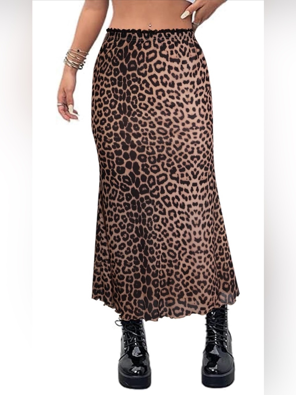 Leopard Print Midi Skirt